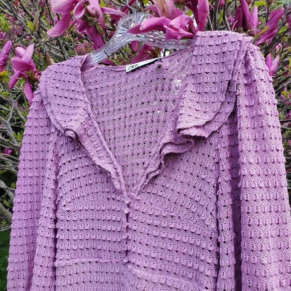 ZARA| TEXTURED KNIT DRESS WITH RUFFLES - Picture 15 of 16